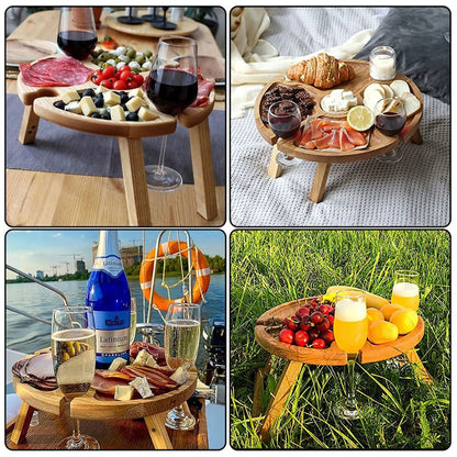 Deluxe Wooden Picnic Cheese Platter