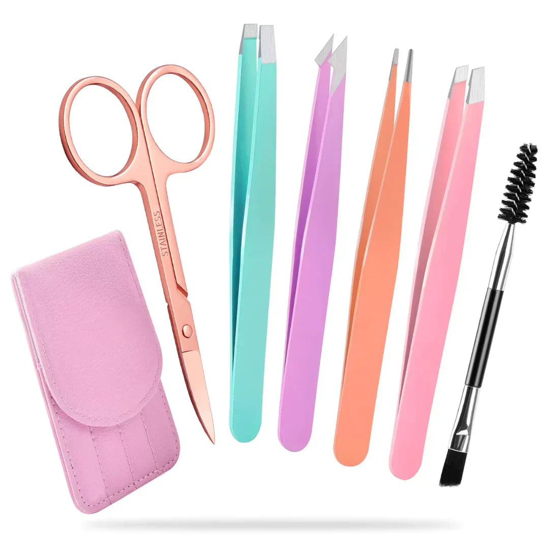 Precise Eyebrow Tweezers Set with Storage Case - Luxicro