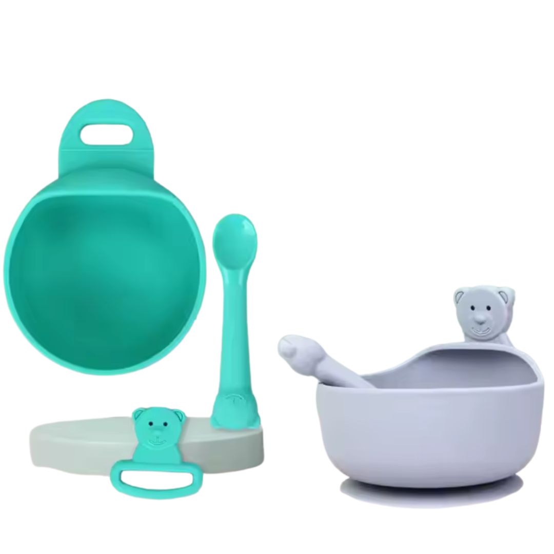 Soft Baby Feeding Bowl Set with Spoon and Suction Base
