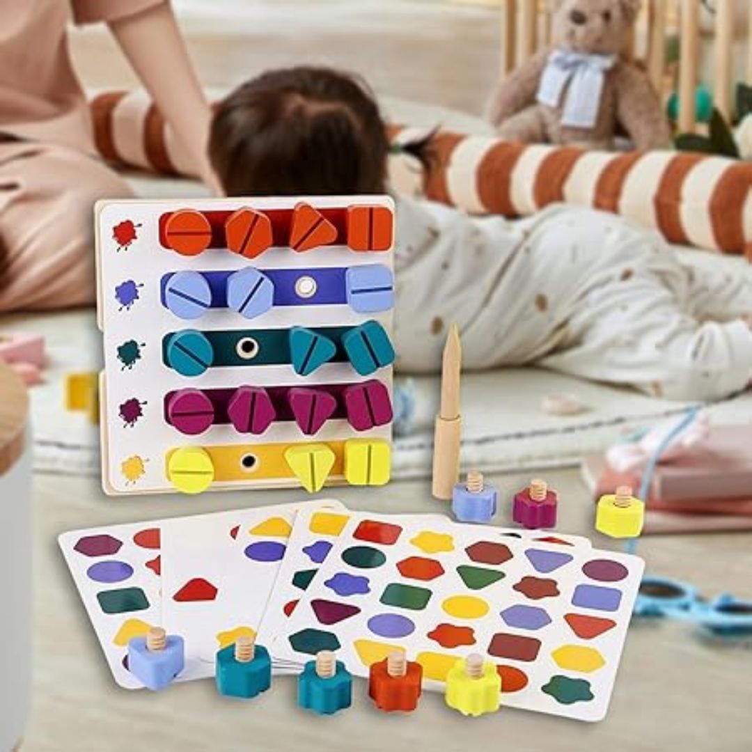 Colorful Wooden Shape Sorting Game - Luxicro