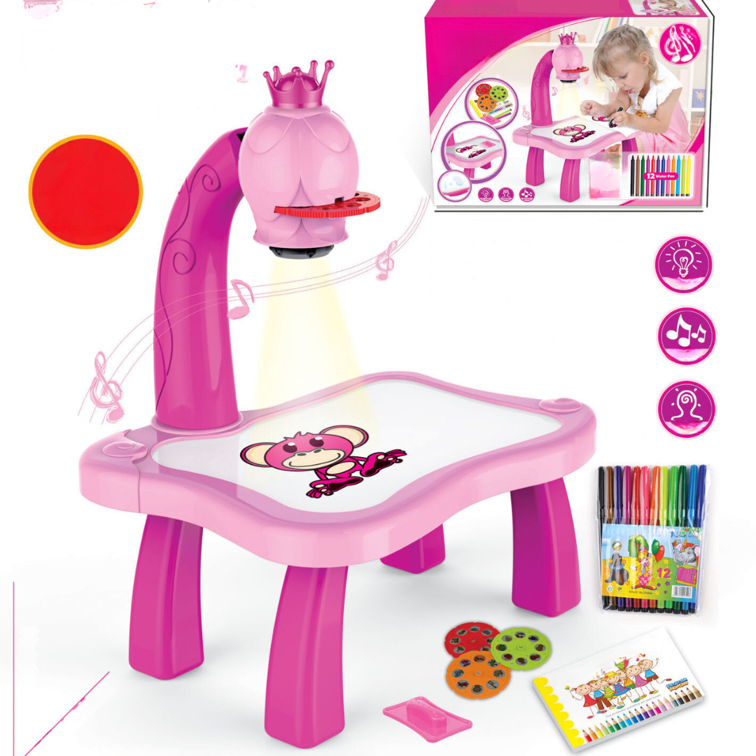 Creative Desk with Built-in Projector for Home Art