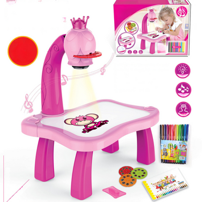 Creative Desk with Built-in Projector for Home Art
