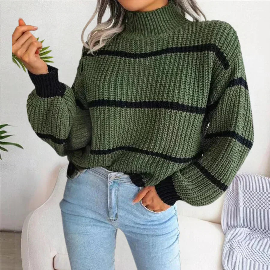 Cozy Women's Turtleneck Sweater - Soft Knit Top - Luxicro
