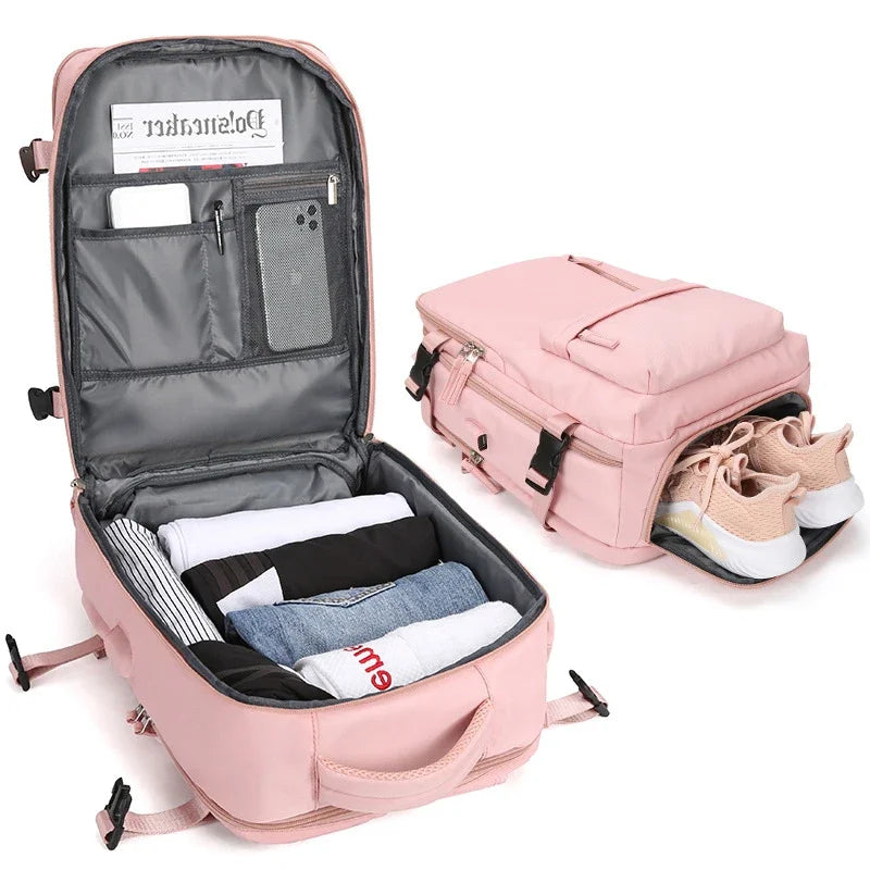 Compact Flight Backpack With Sneaker Pocket - Luxicro