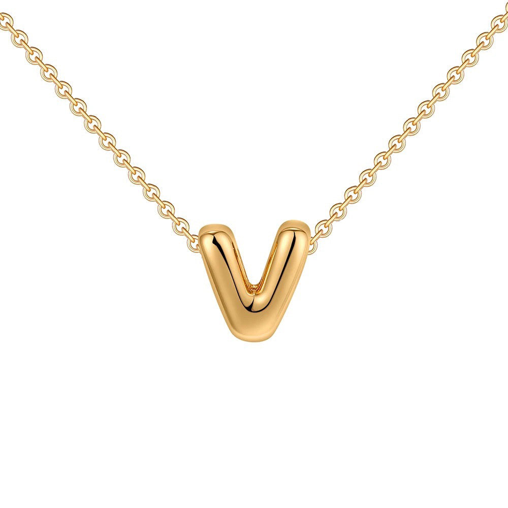 Dainty Engraved Letter Pendant Necklace