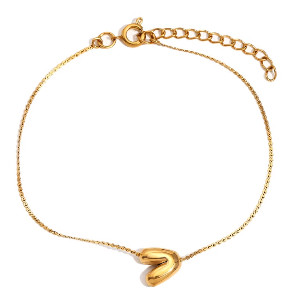 Dainty Personalized Letter Charm Bangle