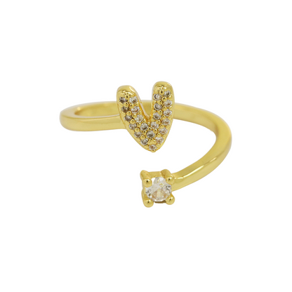 Elegant Glitter Initial Diamond Ring