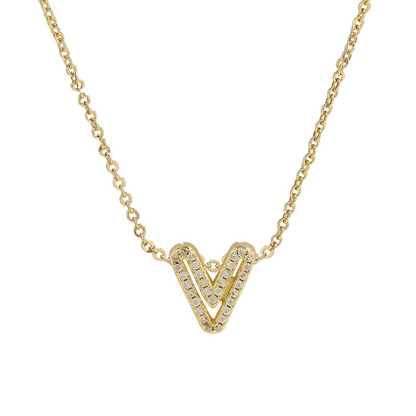 Shining Monogram Diamond Pendant Necklace