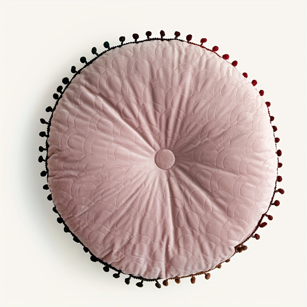 Plush Round Padded Storage Ottoman Seat Cushion