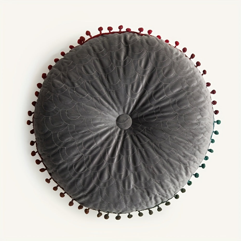 Plush Round Padded Storage Ottoman Seat Cushion