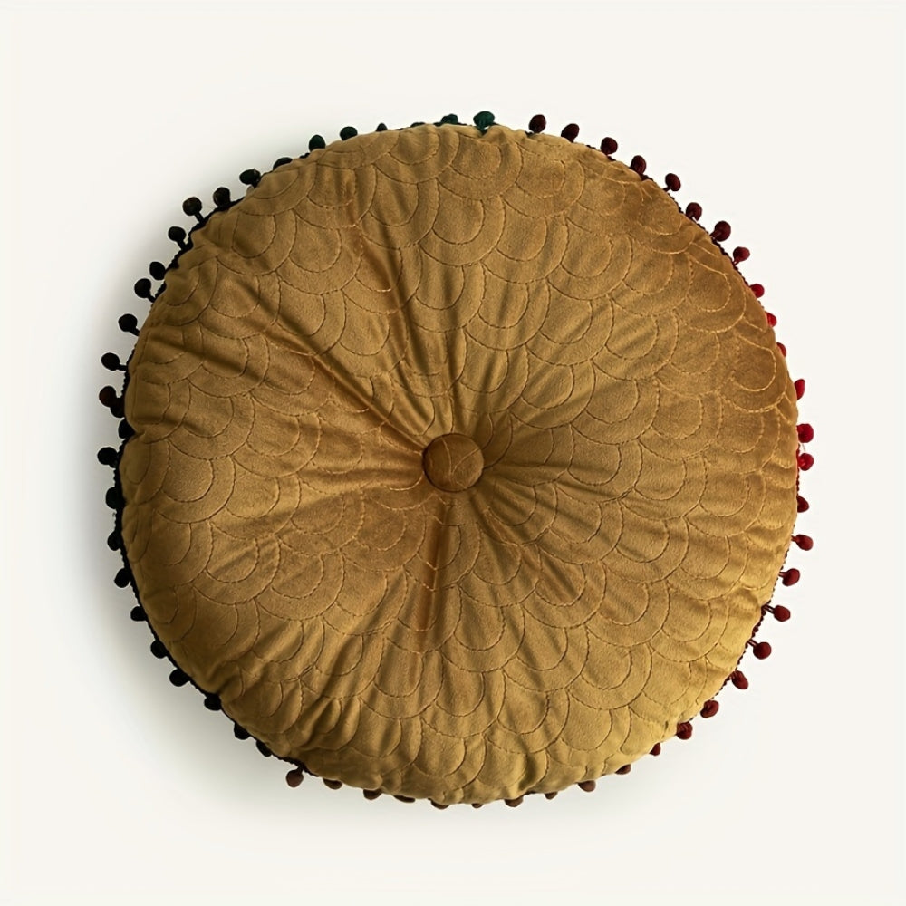 Plush Round Padded Storage Ottoman Seat Cushion - Luxicro