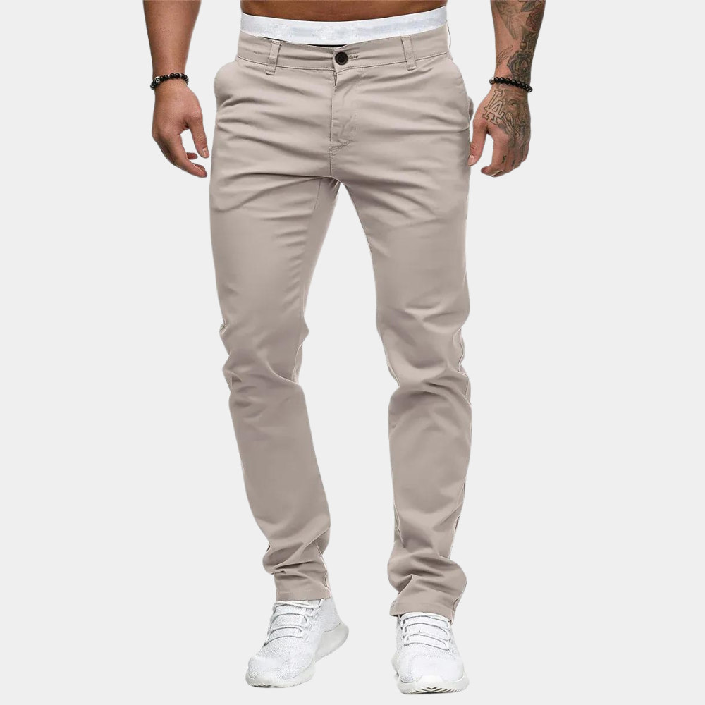 Lightweight Mens Chino Pants Slim Fit Summer Wear