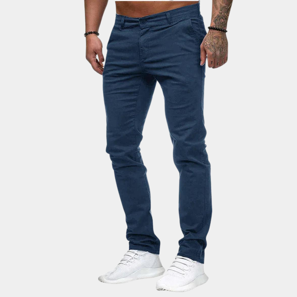 Lightweight Mens Chino Pants Slim Fit Summer Wear