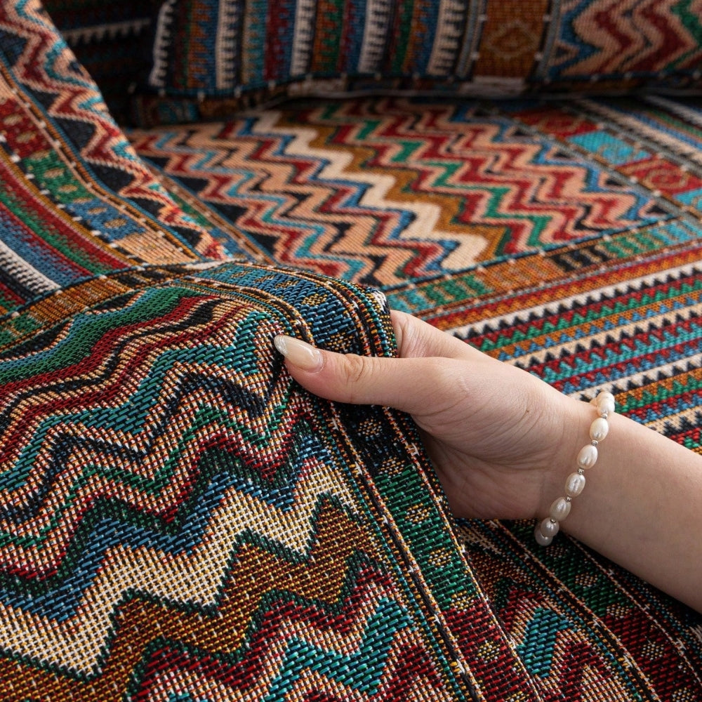 Colorful Stripe Bohemian Couch Slipcover