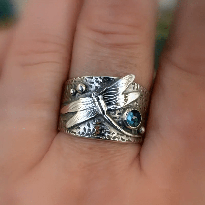 Unique Turquoise Dragonfly Silver Ring - Handcrafted Luxury Jewelry - Luxicro