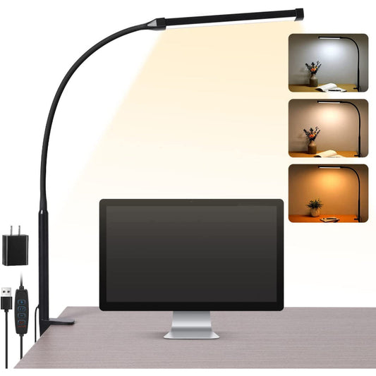 Bright Adjustable Desk Lamp with Clip-On Light - Luxicro