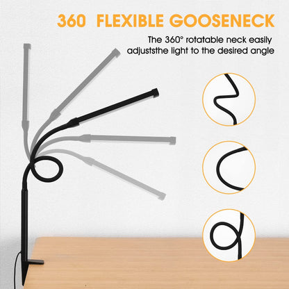 Bright Adjustable Desk Lamp with Clip-On Light