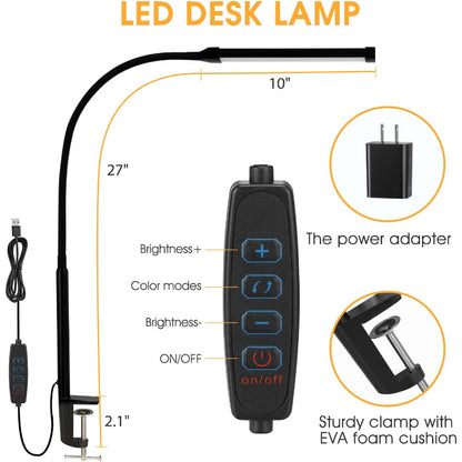 Bright Adjustable Desk Lamp with Clip-On Light