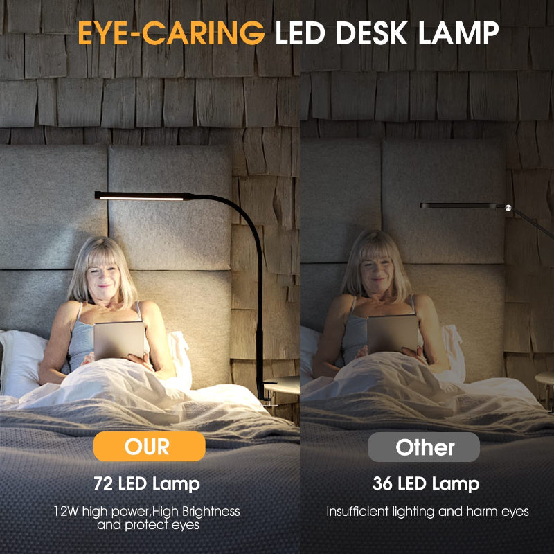 Bright Adjustable Desk Lamp with Clip-On Light