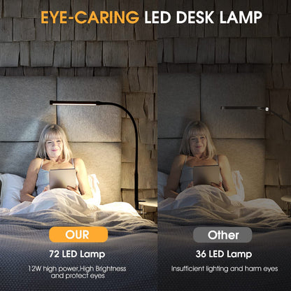 Bright Adjustable Desk Lamp with Clip-On Light