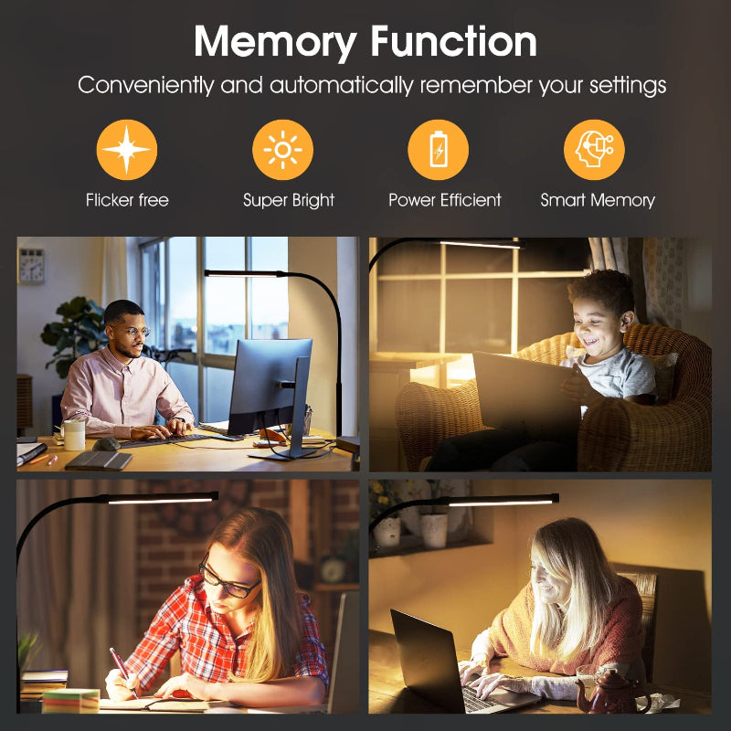 Bright Adjustable Desk Lamp with Clip-On Light