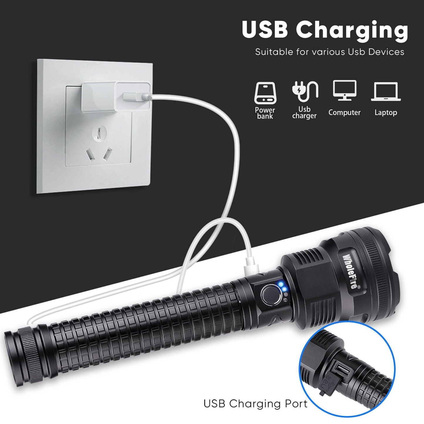 Bright 99000LM Rechargeable LED Torch for Outdoor Camping