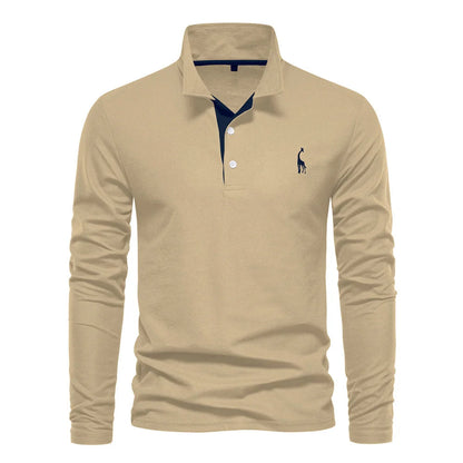 Comfortable Mens Long Sleeve Polo Shirt - Relaxed Fit Cotton