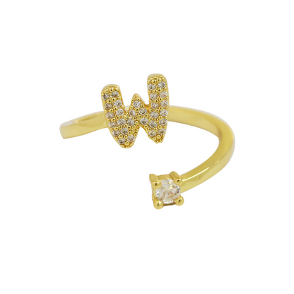 Elegant Glitter Initial Diamond Ring
