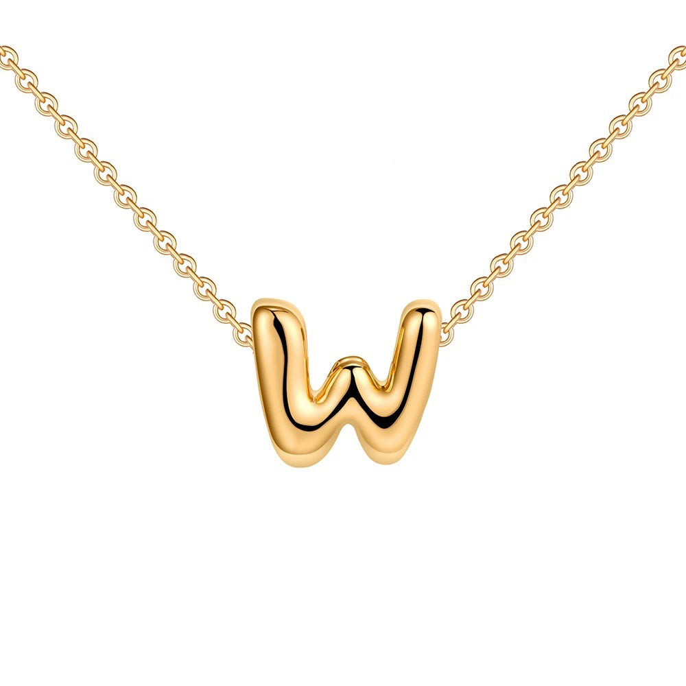Dainty Engraved Letter Pendant Necklace