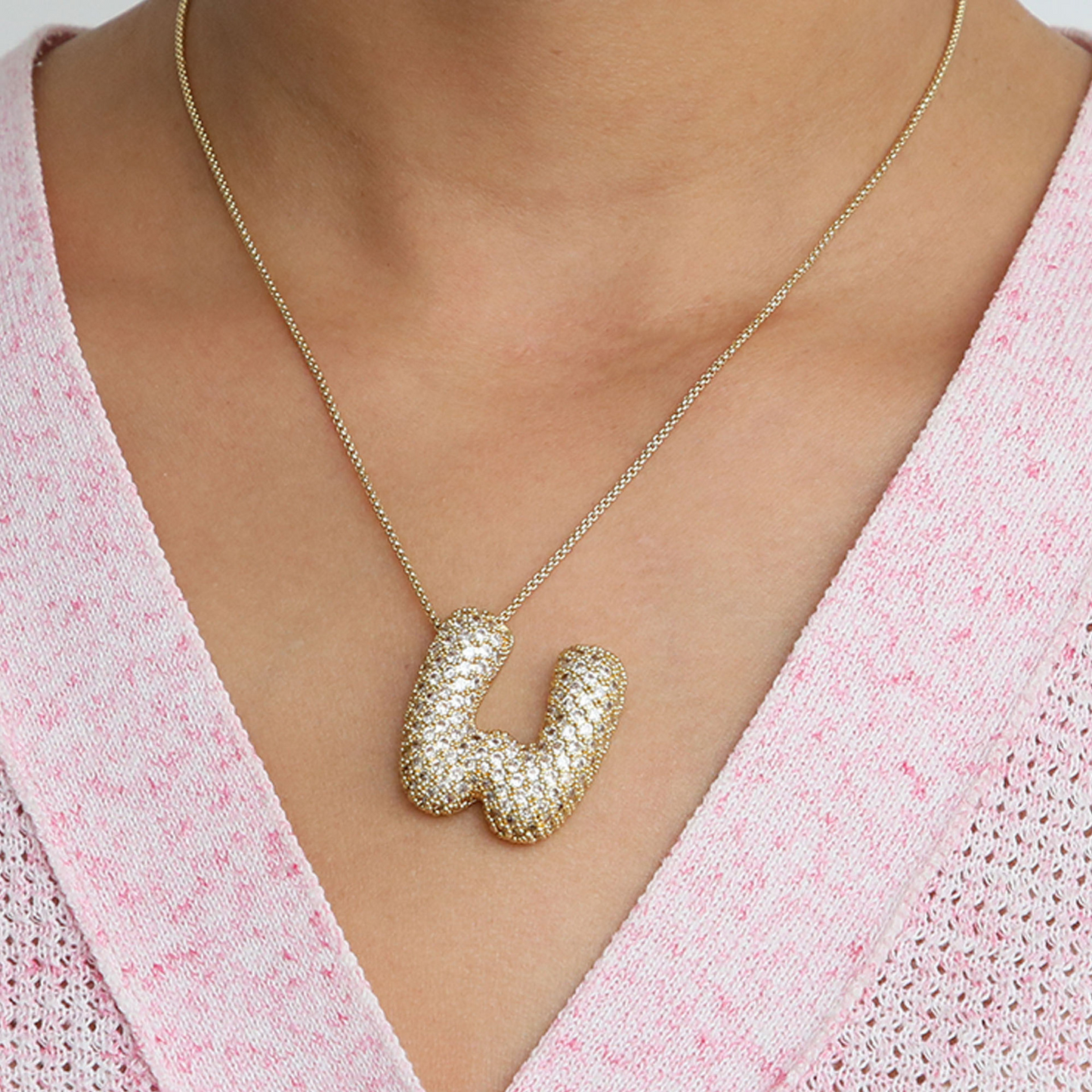 Big Letter Sparkle Initial Necklaces
