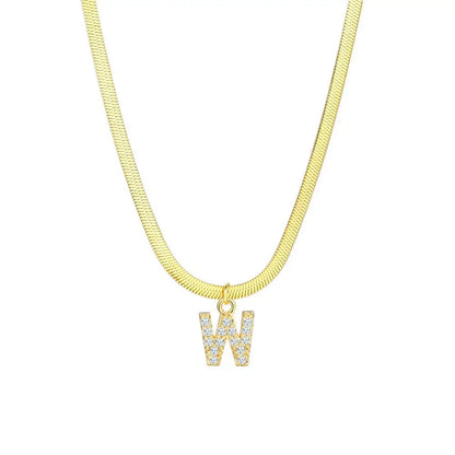 Dainty Letter Diamond Bar Chain Necklace