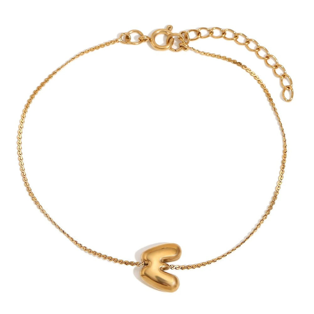 Dainty Personalized Letter Charm Bangle