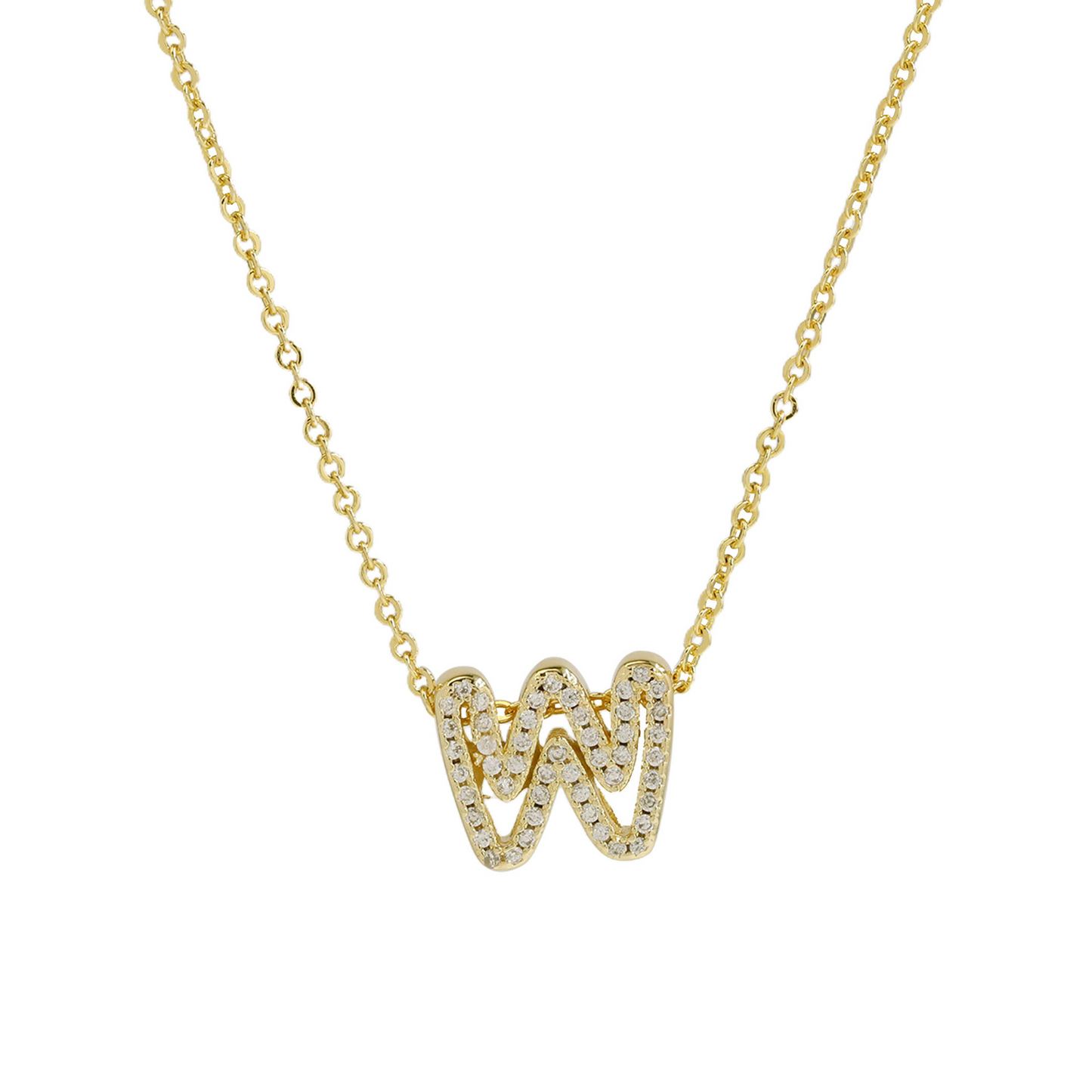 Shining Monogram Diamond Pendant Necklace