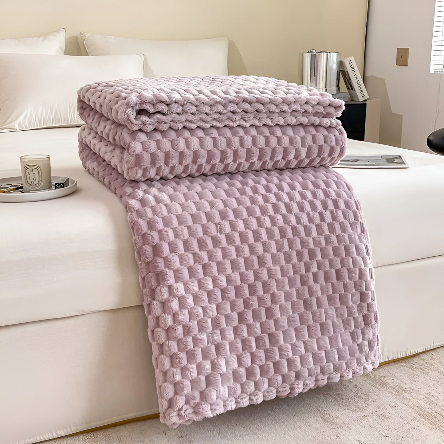 Cozy Grey Fleece Throw Blanket