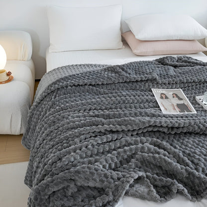 Cozy Grey Fleece Blanket Super Soft