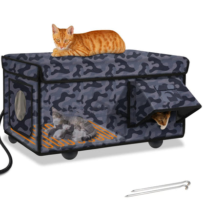 Warm Insulated Cat Shelter with Heating Pad - Luxicro