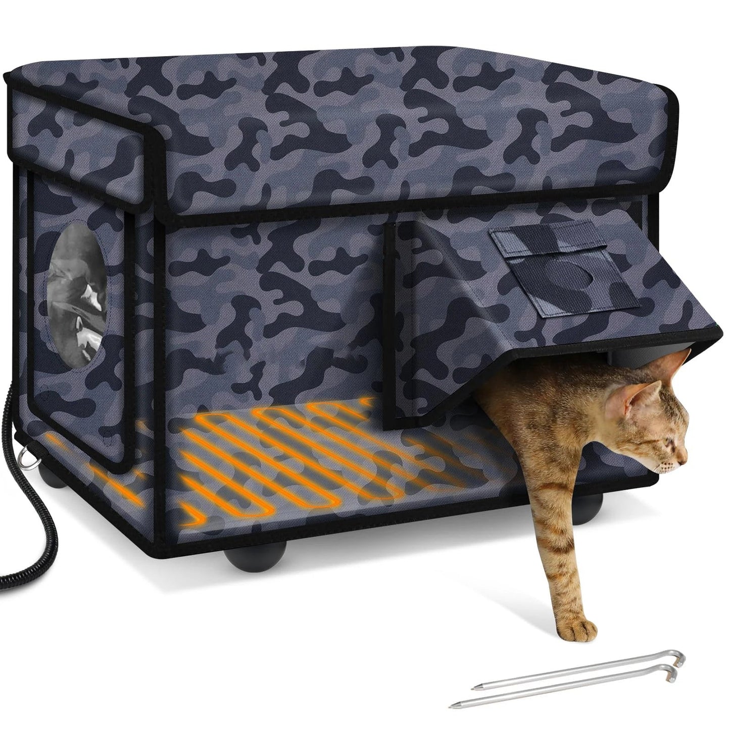 Warm Insulated Cat Shelter with Heating Pad
