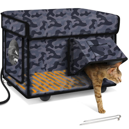 Warm Insulated Cat Shelter with Heating Pad