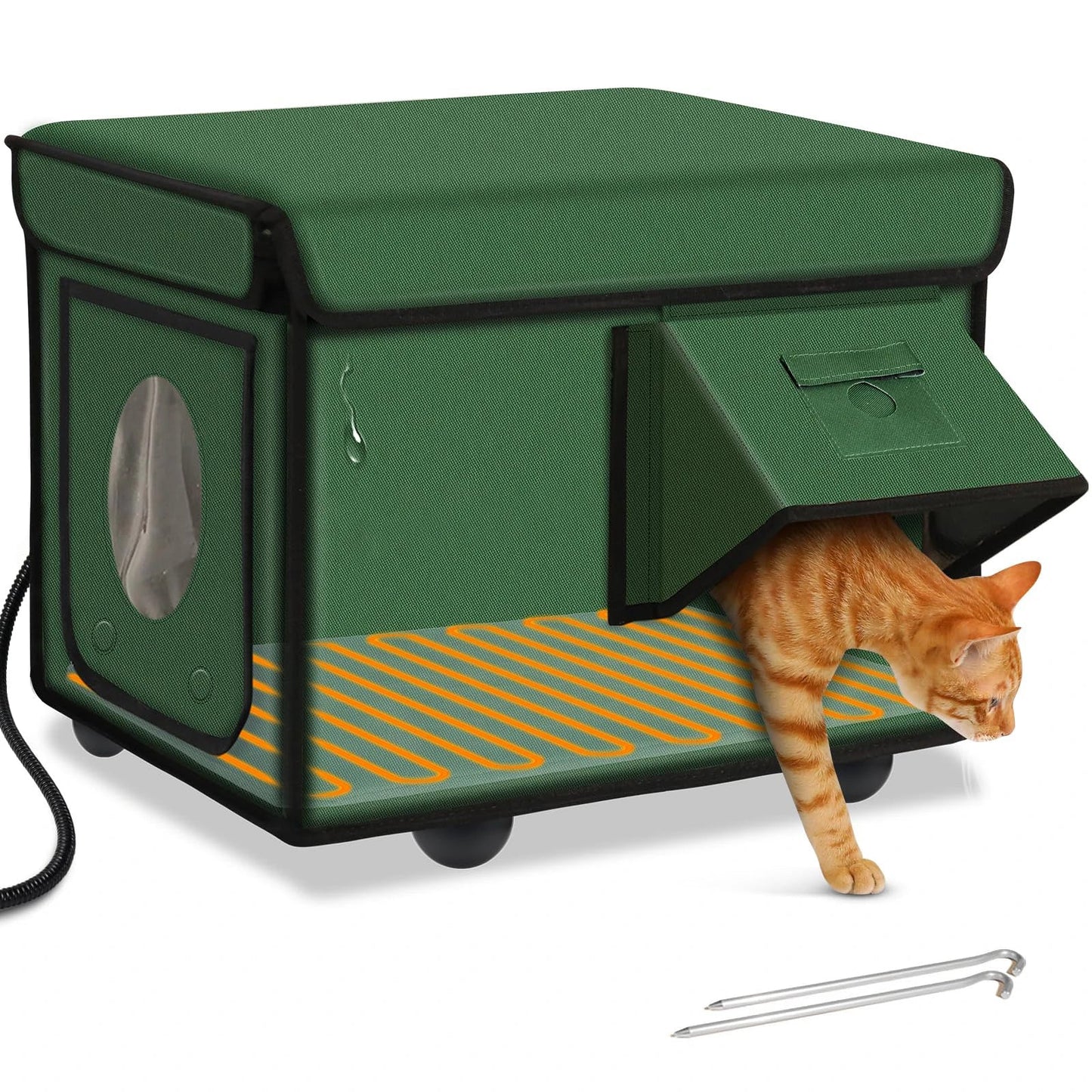 Warm Insulated Cat Shelter with Heating Pad
