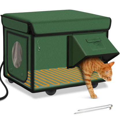 Warm Insulated Cat Shelter with Heating Pad