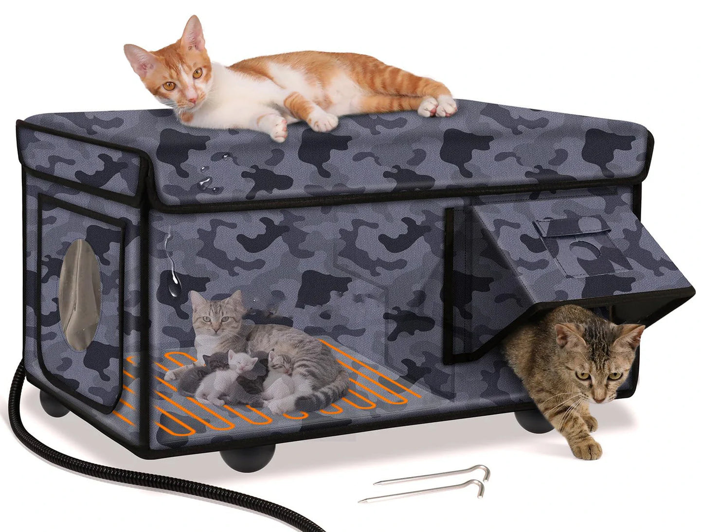 Warm Insulated Cat Shelter with Heating Pad
