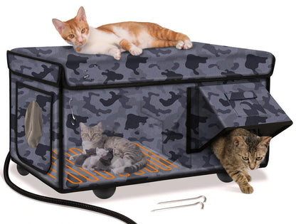 Warm Insulated Cat Shelter with Heating Pad