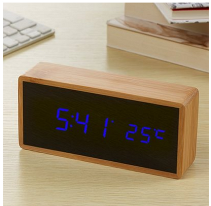 Natural LED Digital Alarm Clock with Temperature Display