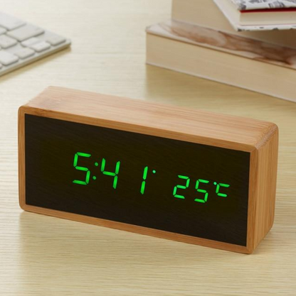 Natural LED Digital Alarm Clock with Temperature Display