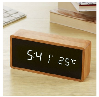 Natural LED Digital Alarm Clock with Temperature Display