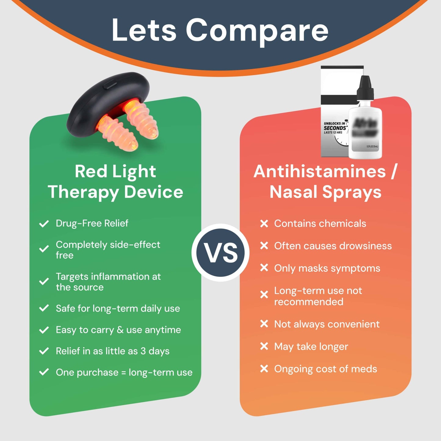 Compact Red Light Nasal Relief Device