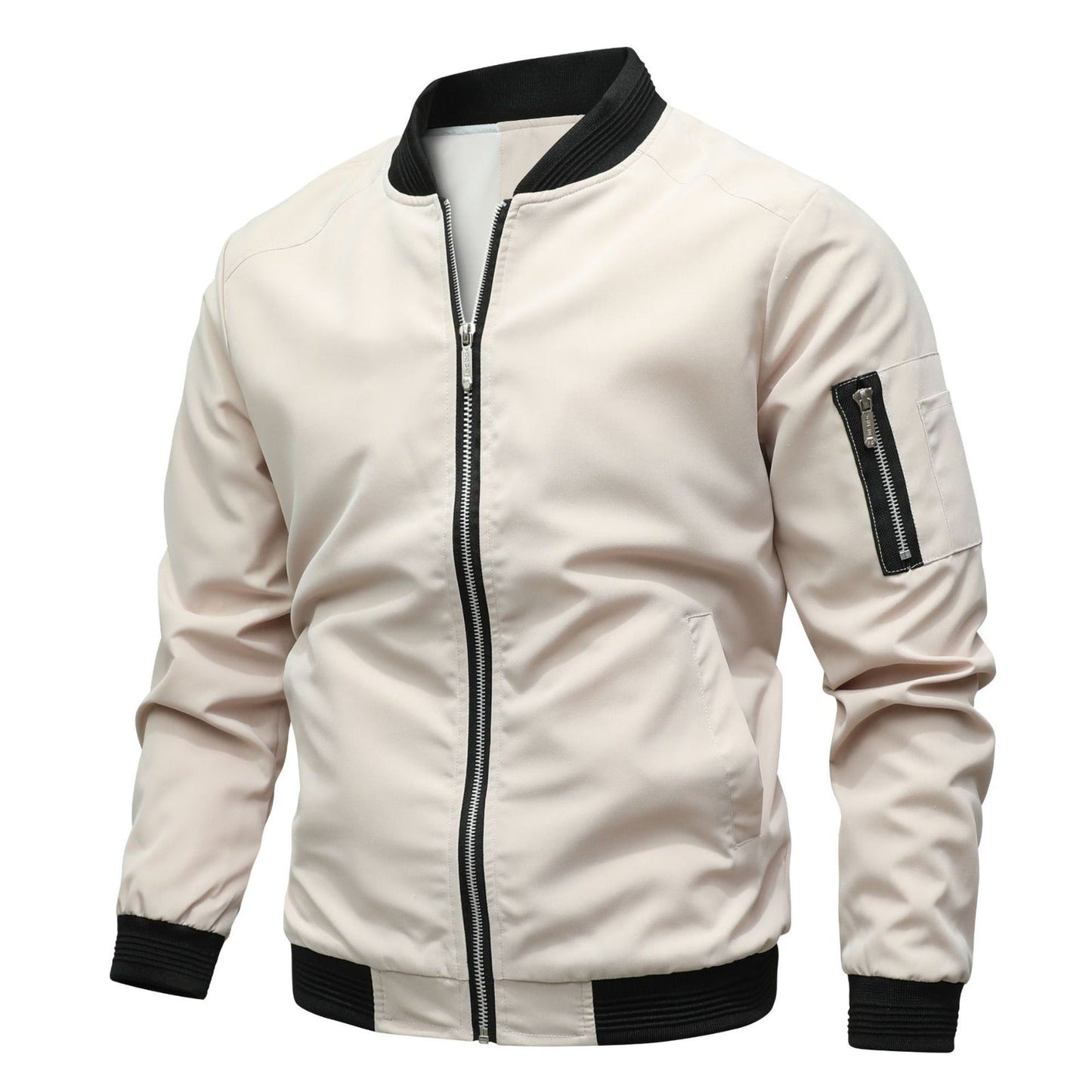 Slim Fit Zip Up Mens Jacket with Pockets