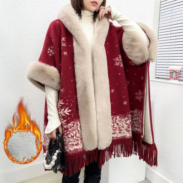 Soft Plush Hooded Poncho Throw Blanket for Women