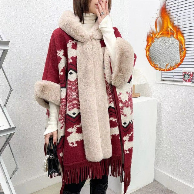 Soft Plush Women's Hooded Throw Blanket Wrap