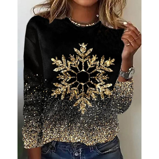 Cozy Women's Holiday Crew Neck Sweatshirt Black - Luxicro
